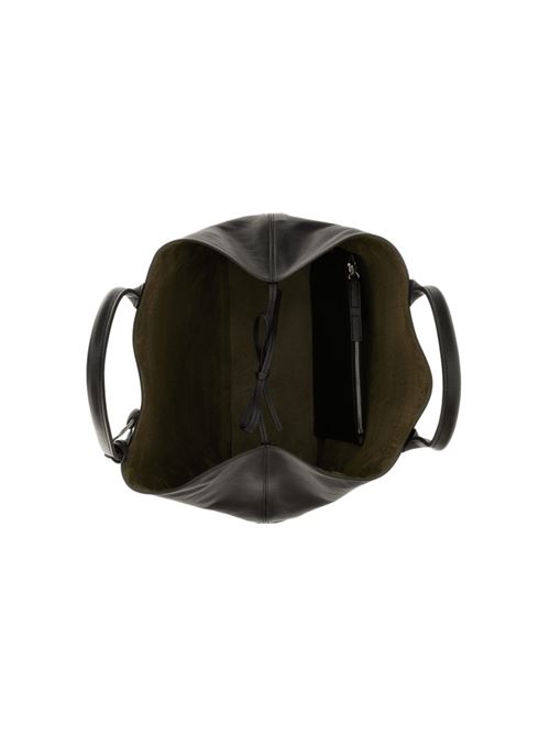 Borsa shopping da donna in pelle con l'indirizzo del brand in rilievo tono su tono, colore nero HOGAN | KBW01TA0300TZPB999